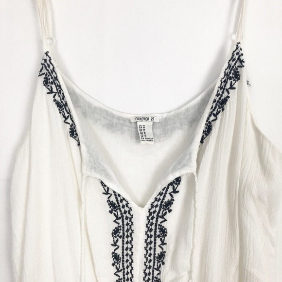 Forever 21 Embroidered Sleeveless Women's White Romper Size M - Picture 4 of 11